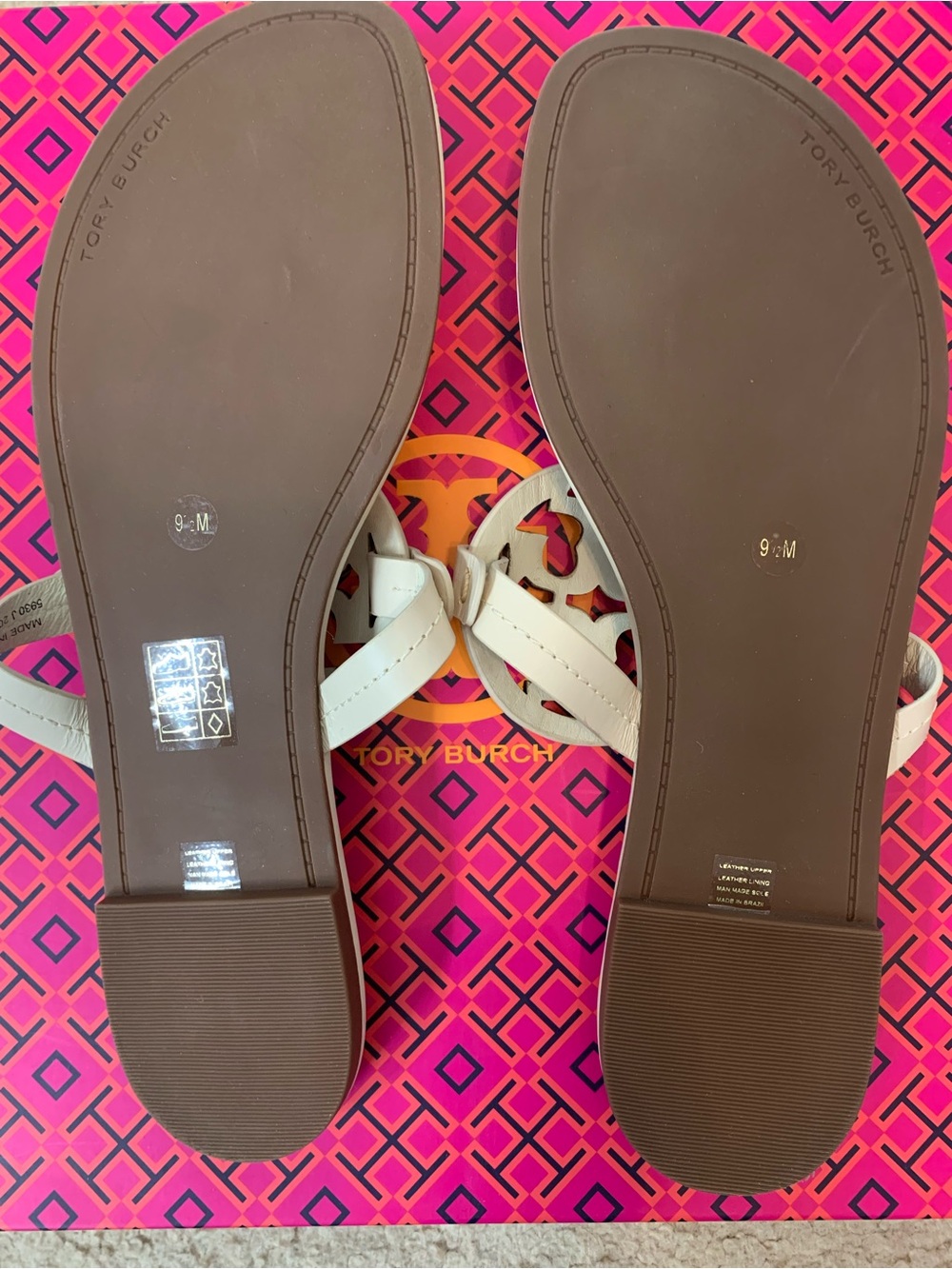 Tory Burch NWT Miller sandals- cream & seashell pink Size 9.5 - Picture 6 of 9